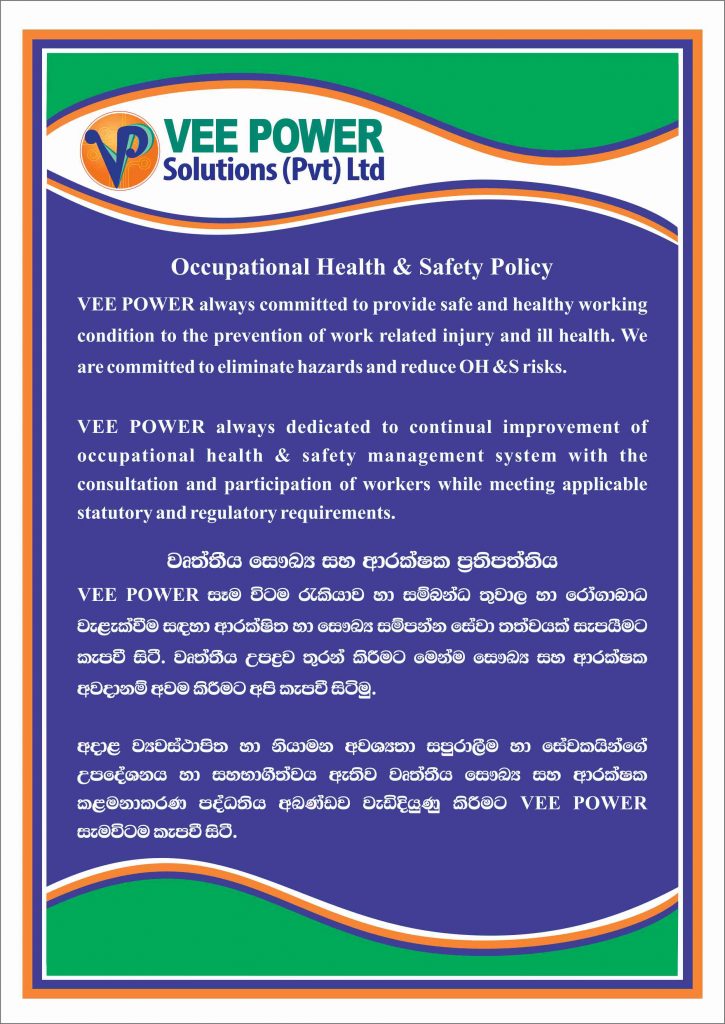 OCCUPATIONAL HEALTH & SAFETY POLICY